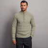Men's Half Zip Wool Cable Pattern Sweater - Oatmeal