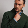Men's Half Zip Wool Sweater - Army Green, Zipper & Collar Detail