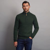 Men's Half Zip Wool Sweater - Army Green