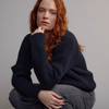 Women's Fisherman's Ribbed Crew Sweater - Navy
