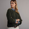 Women's Fisherman's Ribbed Crew Sweater - Army Green