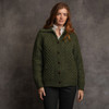Women's Handknit Aran Pocket Cardigan - Moss Green