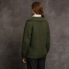 Women's Handknit Aran Pocket Cardigan - Moss Green, Back Detail