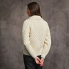 Women's Handknit Aran Pocket Cardigan - Natural White, Back Detail