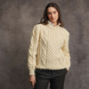Women's Handknit Courough Aran Sweater - Natural White