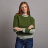 Onaght Women's Crew Neck Aran Patch Sweater - Moss Green