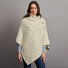 Women's Side Button Aran Poncho - Natural White