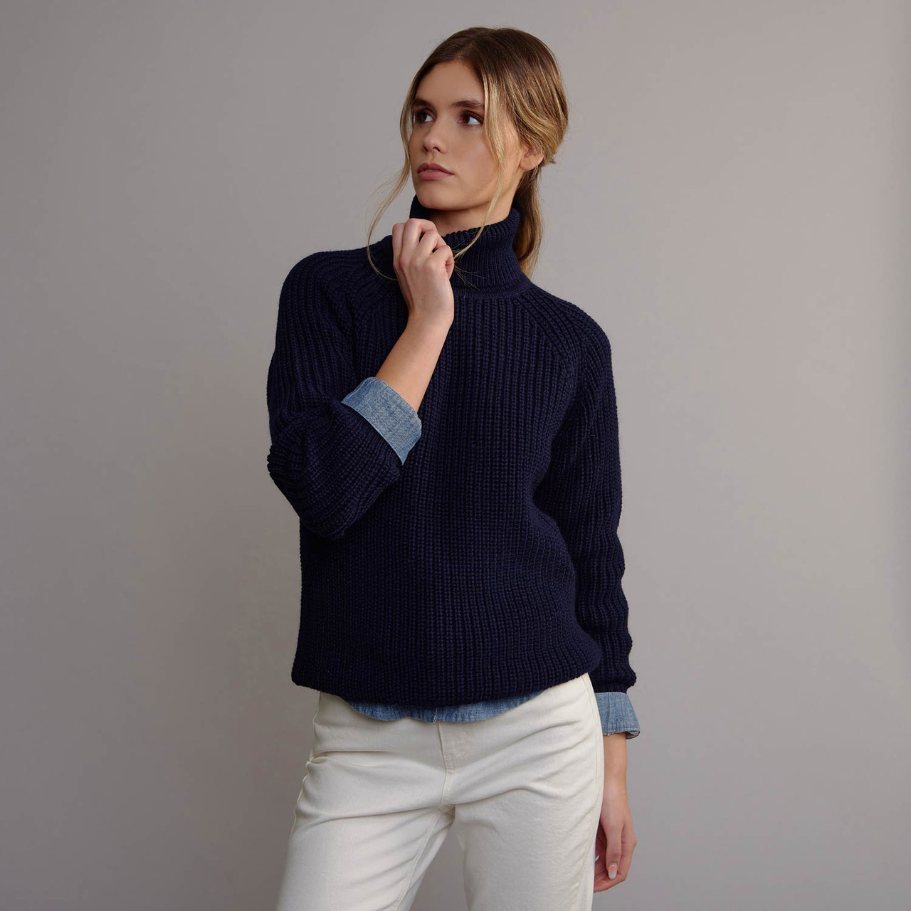 Women's Fisherman Ribbed Sweater By Isles Of Aran