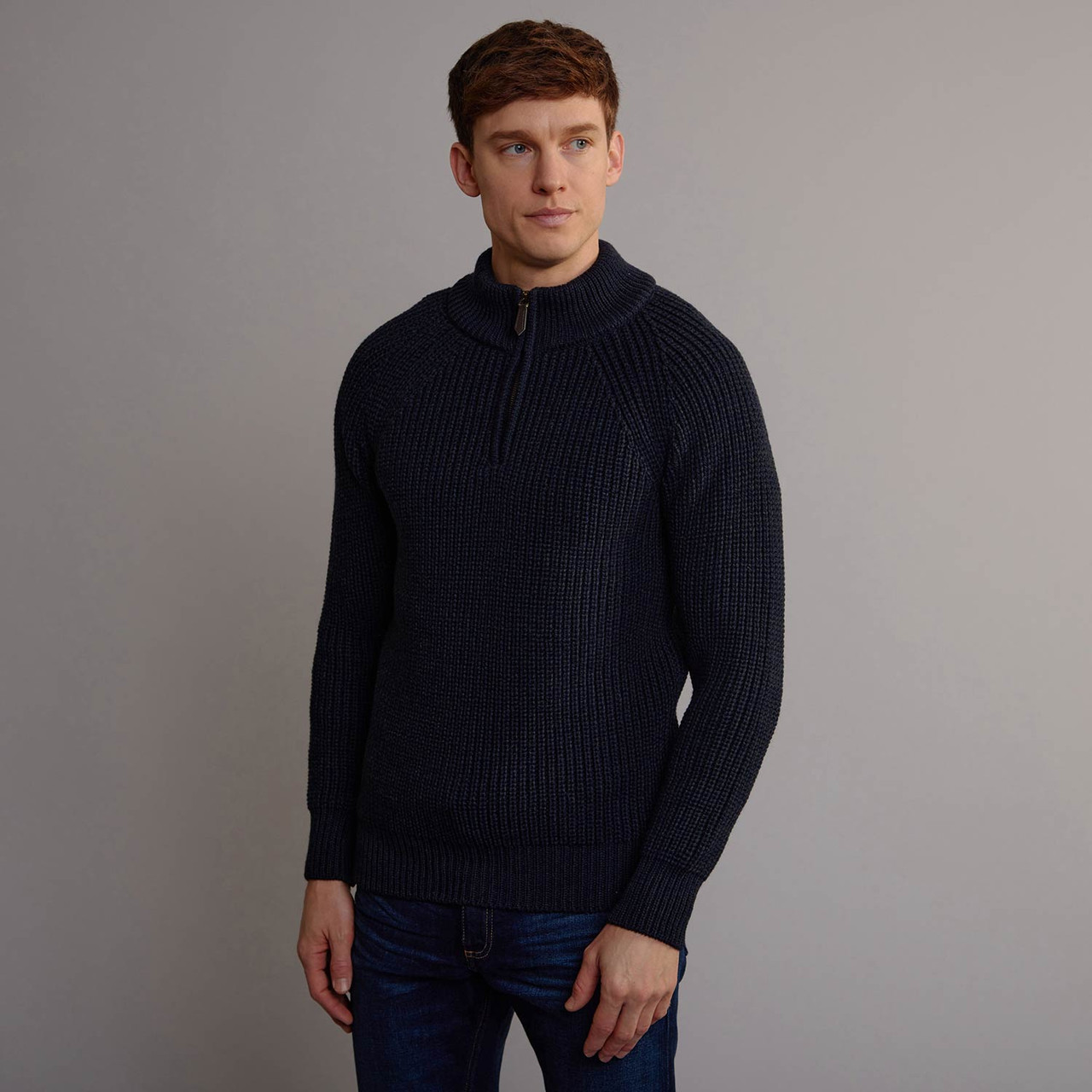 Men's Half Zip Aran Sweater