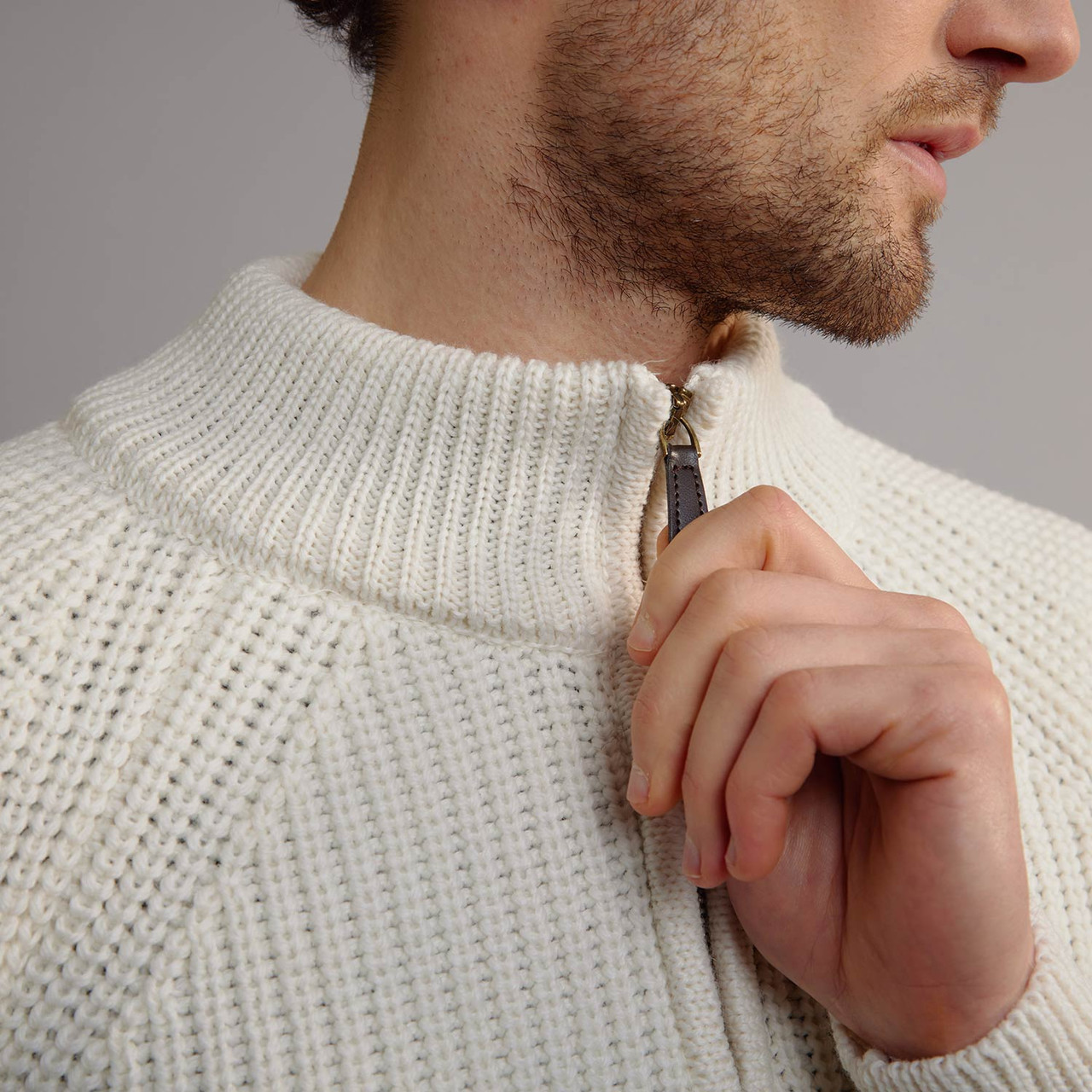 Men's Half Zip Aran Sweater