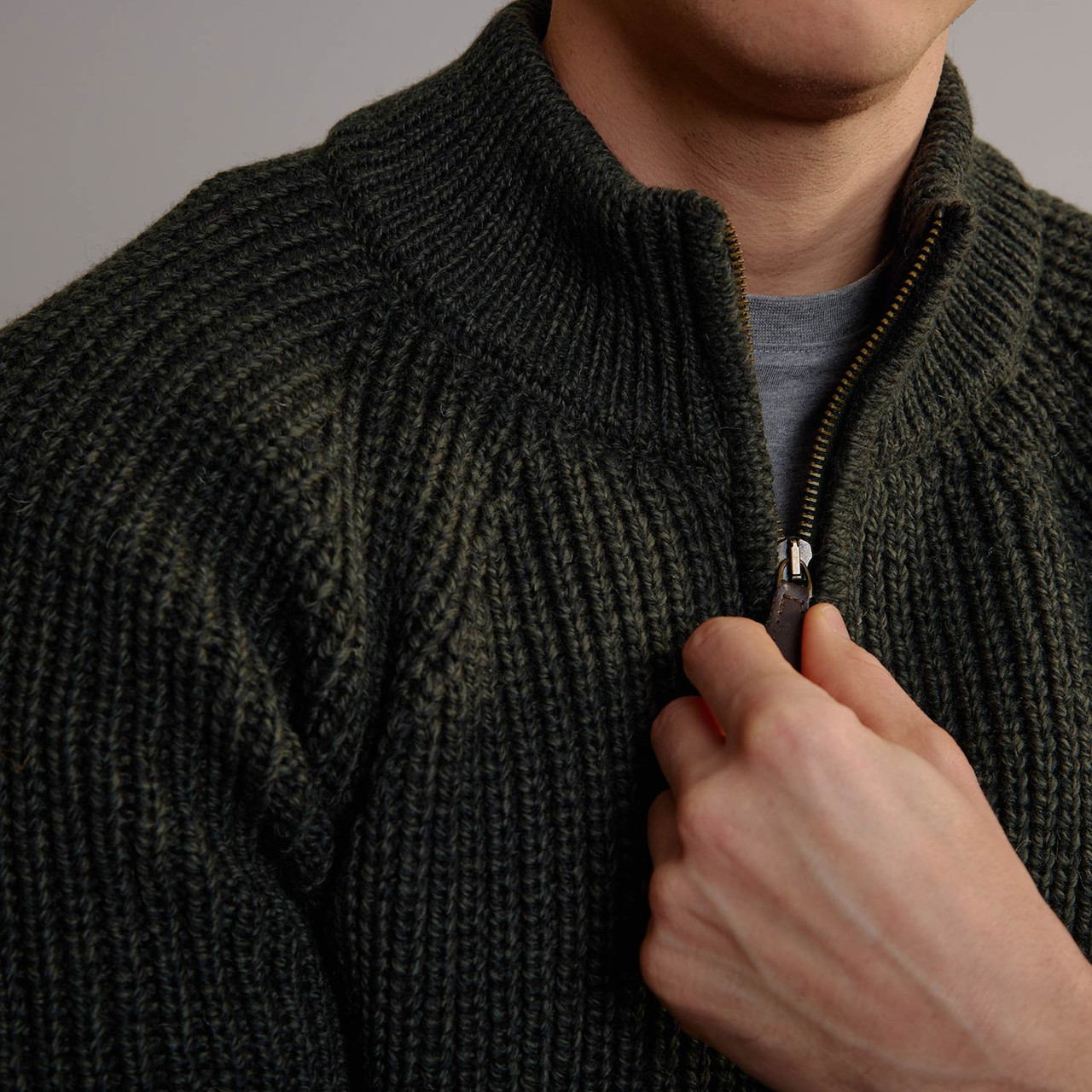 Men's Half Zip Aran Sweater