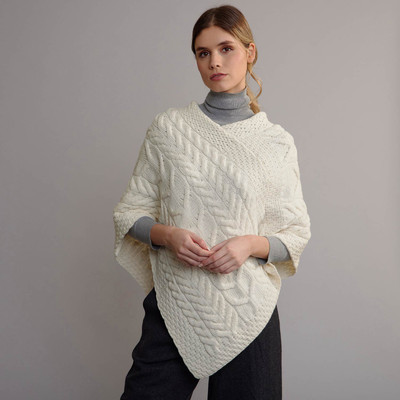 Women's Aran Cape - Natural White