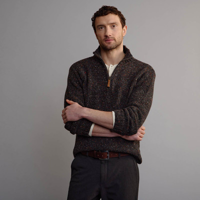 Men's Donegal Tweed Half Zip Sweater - Graphite