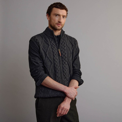 Men's Aran Gilet - Charcoal