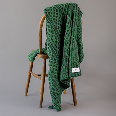 Aran Plated Knit Throw - Kiwi