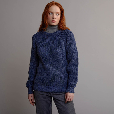 Women's Fisherman's Ribbed Crew Sweater - Denim