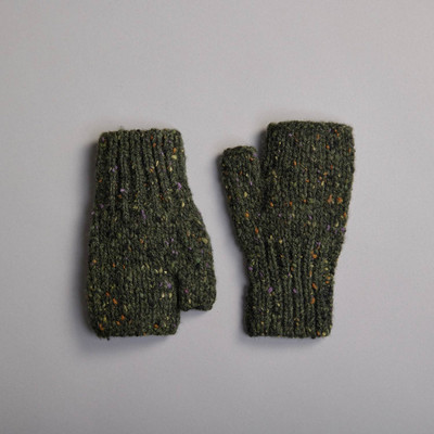 Women's Traditional Donegal Tweed Fingerless Gloves - Green