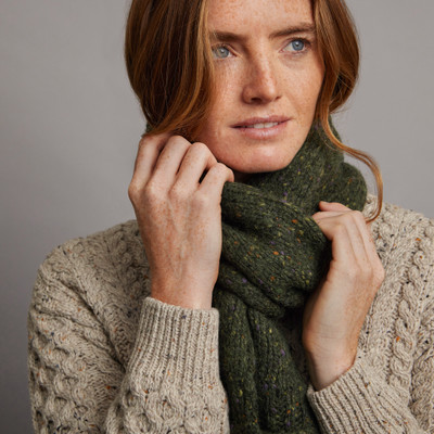 Women's Traditional Donegal Tweed Scarf  - Green