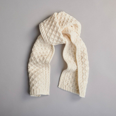 Men's Aran Scarf - Natural White