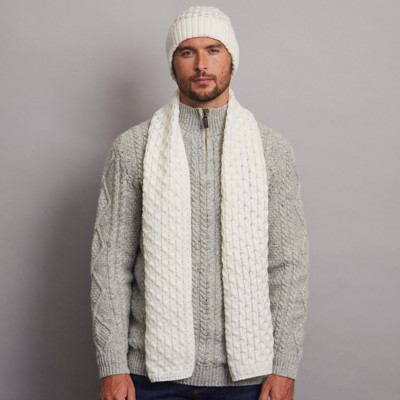 Men's Aran Scarf - Natural White