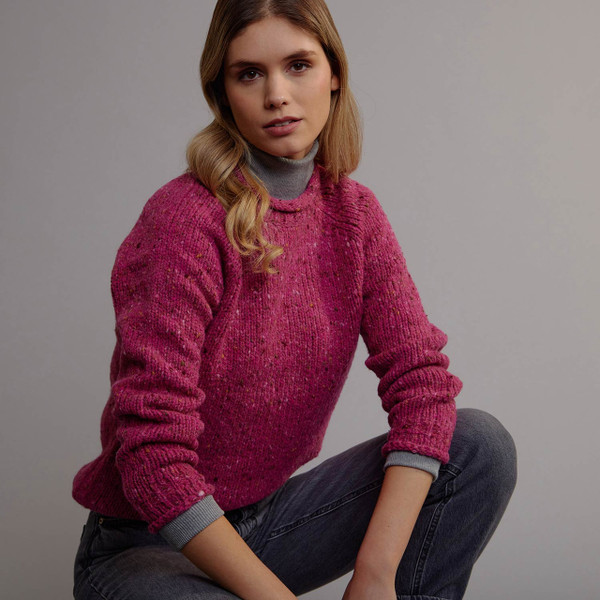 Women's Traditional Donegal Tweed Sweater - Pink