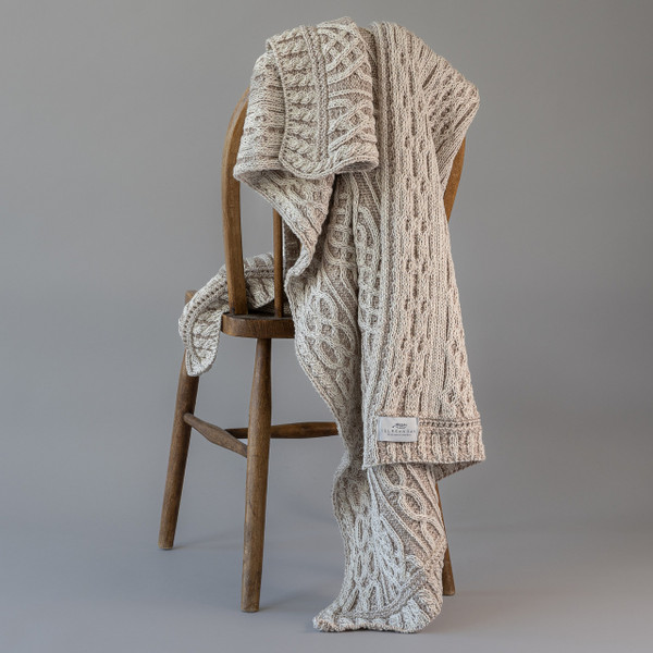 Aran Plated Knit Throw - Wicker