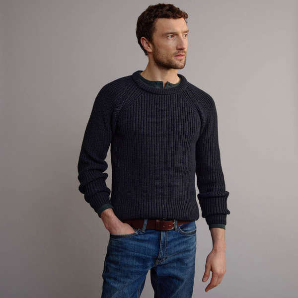 Men's Fisherman's Ribbed Crew Sweater - Blackwatch