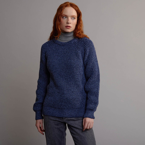 Women's Fisherman's Ribbed Crew Sweater - Denim