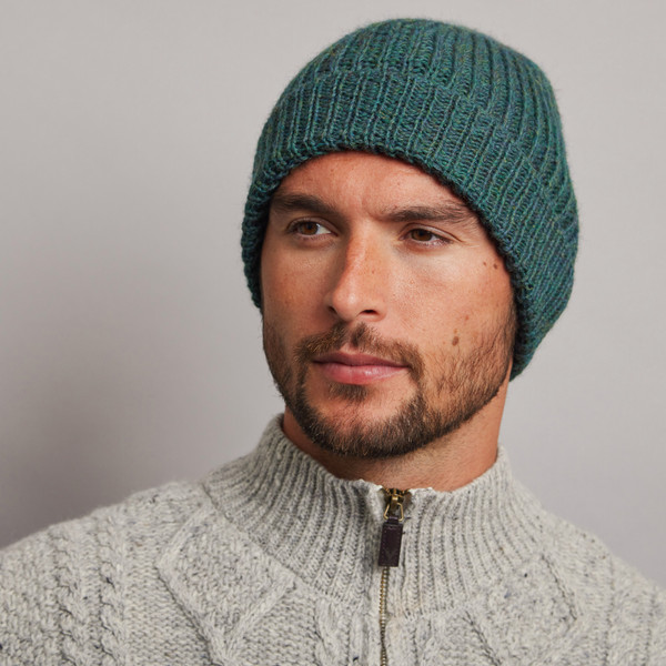 Men's Traditional Donegal Tweed Beanie - Moss Green