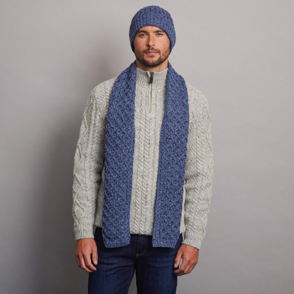 Men's Aran Scarf - Denim