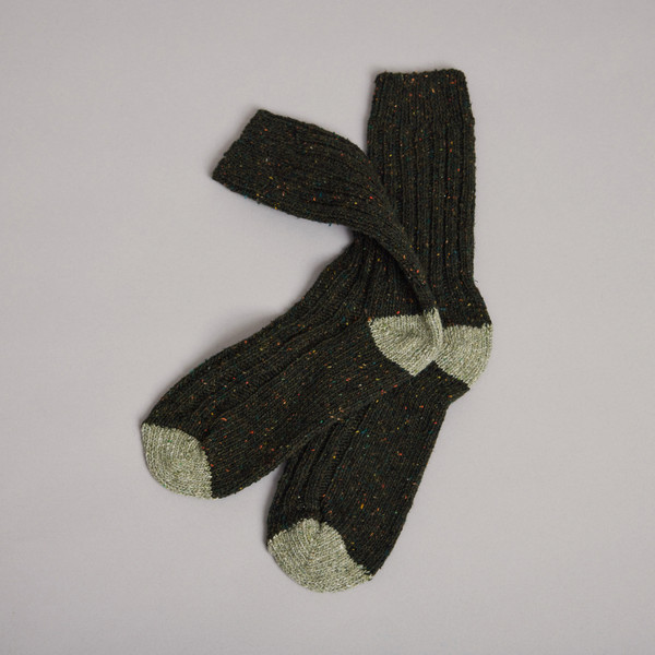 Men's Aran Socks - Dark Green