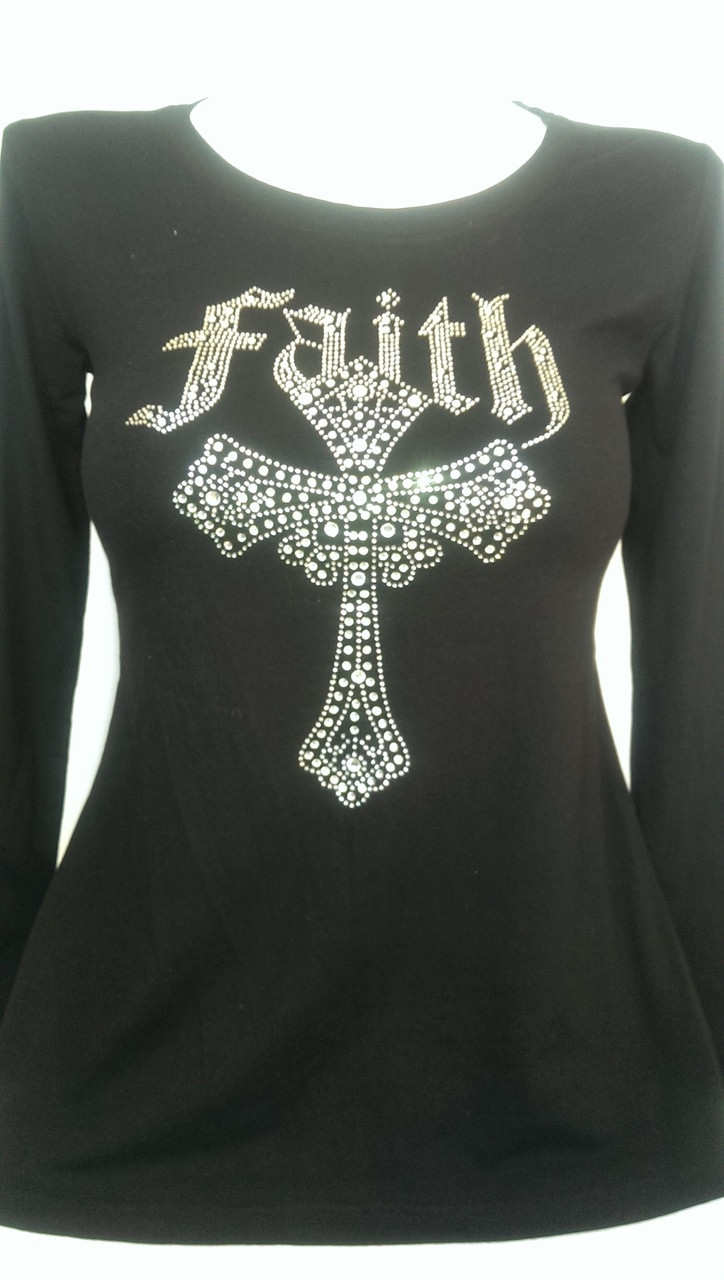 Ladies Faith T-Shirt Black - Shield of Faith Gifts
