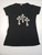 Ladies Rhinestone Three Cross T- Shirt Black (Rhinestones)
