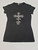 Ladies Single Cross T-Shirt Black (In Rhinestones)