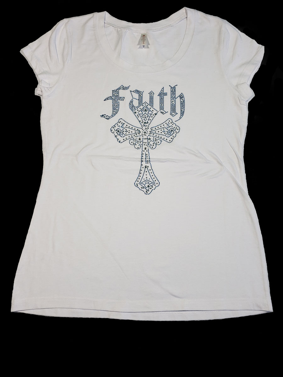 Faith White Blue Cross - T-Shirt