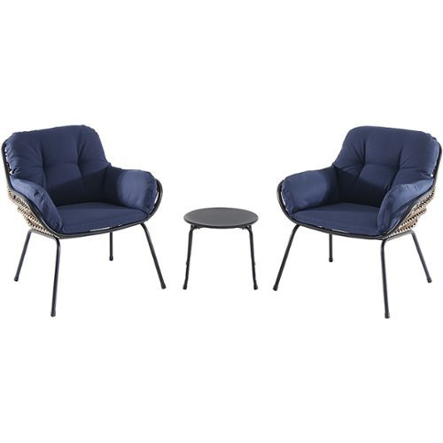 Hanover - Naya 3-Piece Chat Set with Cushions - Steel/Navy