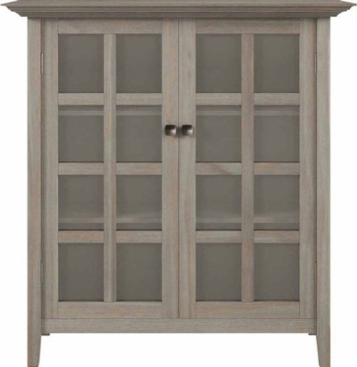 Simpli Home - Acadian SOLID WOOD 39 inch Wide Transitional Medium Storage Cabinet in Distressed Grey - Distressed Gray
