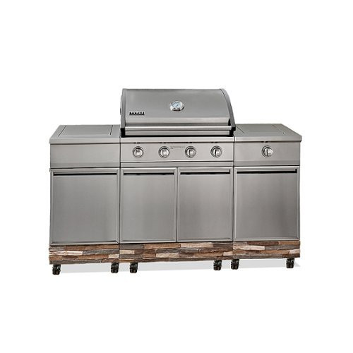 TYTUS Grills - Ash Stacked Stone Propane Grill Island - Silver