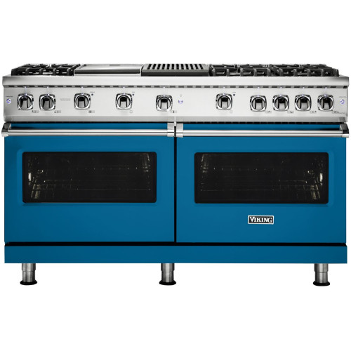 Viking - Professional 5 Series Freestanding Double Oven Gas Convection Range - Alluvial Blue