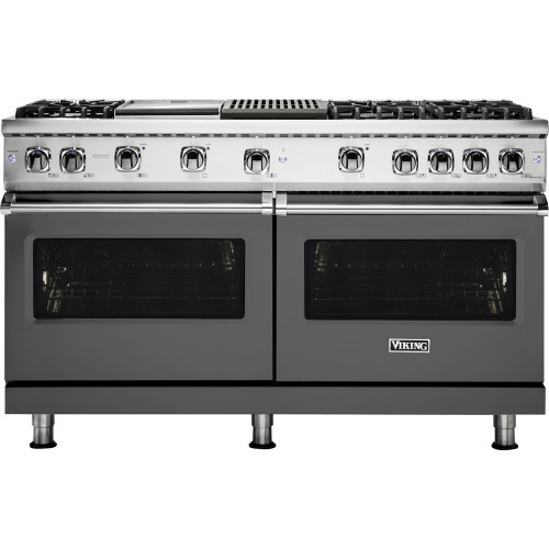 Viking - Professional 5 Series Freestanding Double Oven Gas Convection Range - Damascus Gray