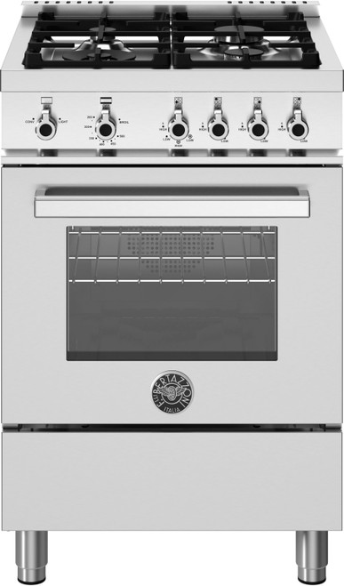 Bertazzoni - 24" Professional Series range - Gas oven - 4 aluminum burners - LP version - Stainless Steel