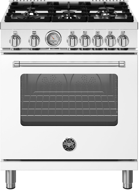 Bertazzoni - 30" Master Series range - Gas oven - 5 aluminum burners - White