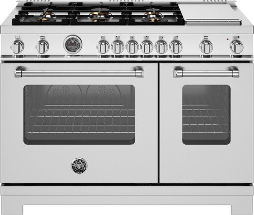 Bertazzoni - 48" Master Series range - Gas Oven - 6 brass burners + griddle - LP version - Stainless Steel