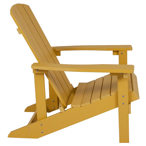 Flash Furniture - Charlestown Star and Moon Fire Pit with Mesh Cover & 4 Poly Resin Adirondack Chairs - Yellow