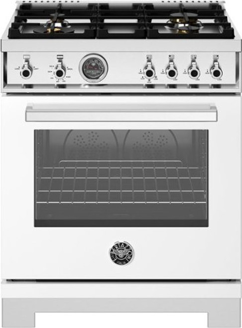 Bertazzoni - 30" Professional Series range - Gas oven - 4 brass burners - White