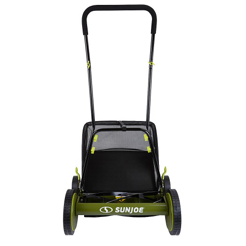 Sun Joe - Manual Reel 18-Inch Push Lawn Mower with Grass Collection Bag - Green