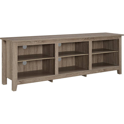 Walker Edison - Modern 70" Open 6 Cubby Storage TV Stand for TVs up to 80" - Driftwood