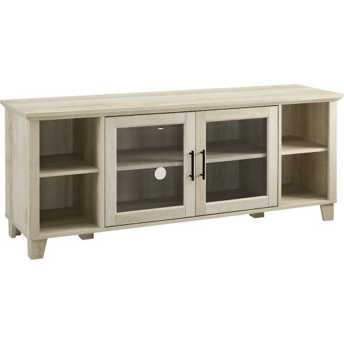 Walker Edison - Rustic Farmhouse Columbus TV Stand Cabinet for Most Flat-Panel TVs Up to 65" - White Oak