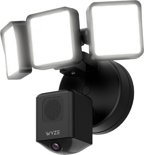 Wyze - Wired Outdoor Pro Wi-Fi Floodlight Home Security Camera - Black - Black