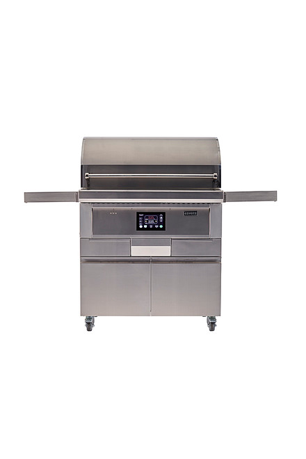 Coyote Outdoor Living - 36-Inch Outdoor Pellet Freestanding Grill with Smart Drop Pellet feed and Versa-Rack for multiple cooking surfaces. - Stainless Steel